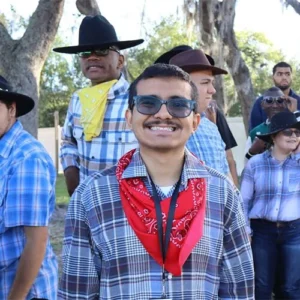 Students dressed in cowboy-themed outfits during a Focus Academy spirit day event.
