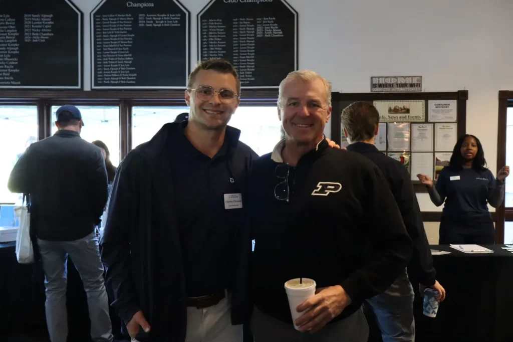 Golfers checking in at the clubhouse